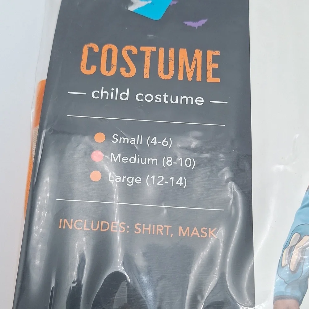 Spooky Kids Zombie Costume with Mask - Blue and Orange